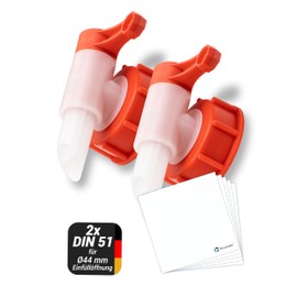 Trevendo® Spout for Plastic Canisters Pack of 2 Including 5x Labels (2x DIN 51 - Diameter 44 mm)