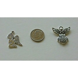 Unbranded Angel Ornaments Charms Pendants Miniature Christmas 1" - 10 Metal, 2 Styles 10pc