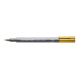 STAEDTLER Metallic brush marker, brush tip, line width 1-6 mm, opaque on light and dark paper, easy to wipe off smooth surfaces, 10 pens, gold, 8321-11