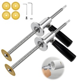 Inside Pipe Cutter for PVC Pipe, 2Pcs Pipe Cutter Tool Set with Diamond Grit Cutting Wheel and Handle, 7in Adjustable Cutting Depth, 1/4in Hex Shank Fit for Impact Drivers and Drills