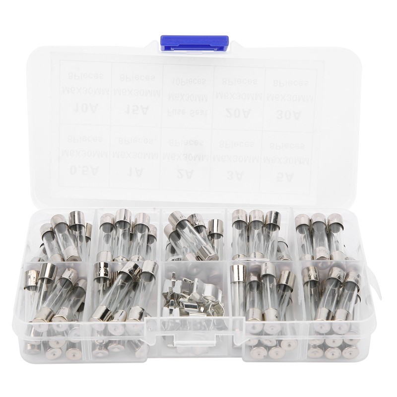 2Boxes Glass Tube Fuse Kit M6x30mm 0.5A‑30A Fast Acting Quick