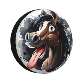 Horse Spare Tire Cover Wheel Protectors Weatherproof Funny Cartoon Horse Wheel Covers Universal Fit for Trailer RV SUV Truck Camper Travel Trailers Accessories 15 Inch