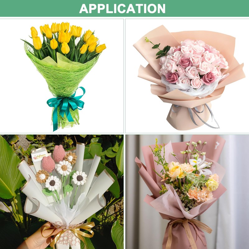 M METERXITY 20-Sheet Korean Cotton Wrapping Flower Paper, Waterproof Floral