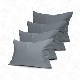 MistyMorning Pillow Cases 4 Pack - Standard Size (50x75+15cm), Egyptian Cotton 200 Thread Count Soft & Premium Quality Breathable Envelop Closure Pillowcases 4x (Grey)