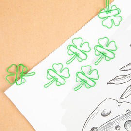 Cute Paper Clips,10 Piece Small Binder Clips - Organizer Decorative 4 Leaf Bookmark Green Fasteners Clamps for Storage Classroom Teacher Crafts Document