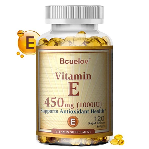 Bcuelov Natural Vitamin E Capsules – Promote Skin Health, Even