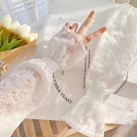 Women's Loose Plus Size Lace Golf Arm Sleeves for Summer Outdoor Sun Protection (Factory Direct) Free Size/Pink 15ea