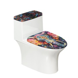 ASQVTIFE Toilet Seat Cover Set 2 Piece Toilet Cover Toilet Decorations Toilet Lid Cover and Toilet Tank Lid Cover Elephant Print Luxury Bathroom Decor Toilet Covers