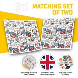 Square Stickers (Set of 2) 10cm - Route 66 Highway USA Road Trip America Fun Decals for Laptops,Tablets,Luggage,Scrap Booking,Fridges, #8137