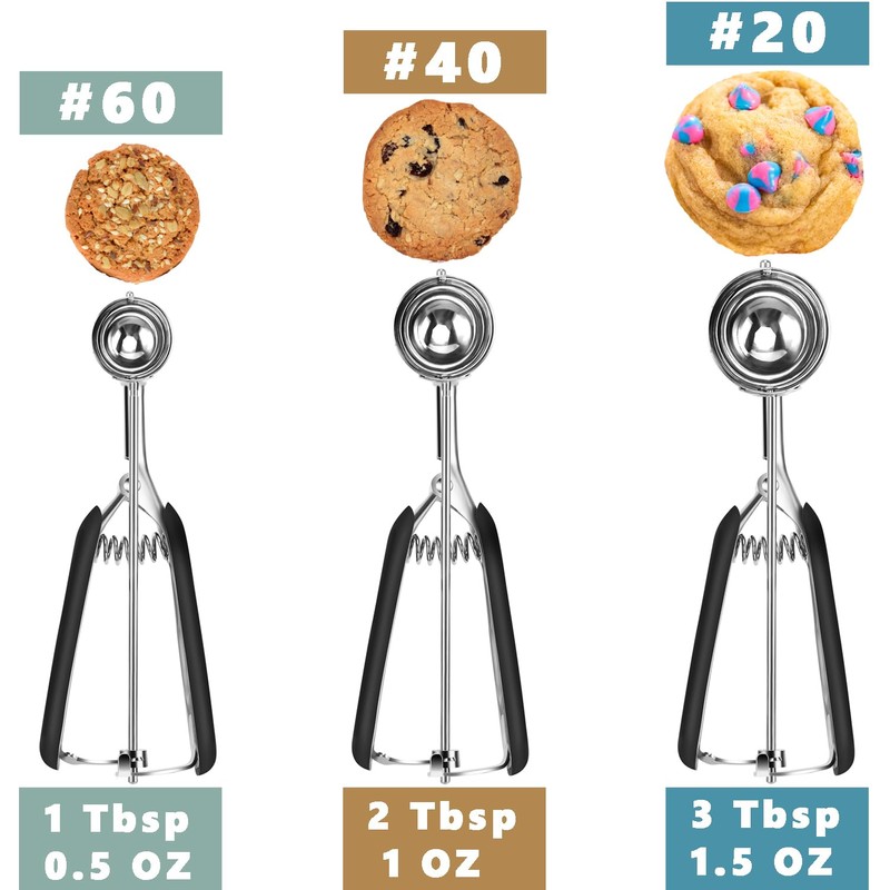 HOMURE H Cookie Scoop Set, Include 1 Tbsp/2 Tbsp/3 Tbsp,