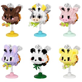 HJPLPXH Cute Cartoon Animal Insect Building Blocks Set - 6 Mini Designs with Display Stands, Educational Toys for Kids - Develop Creativity & Perfect Party Favors