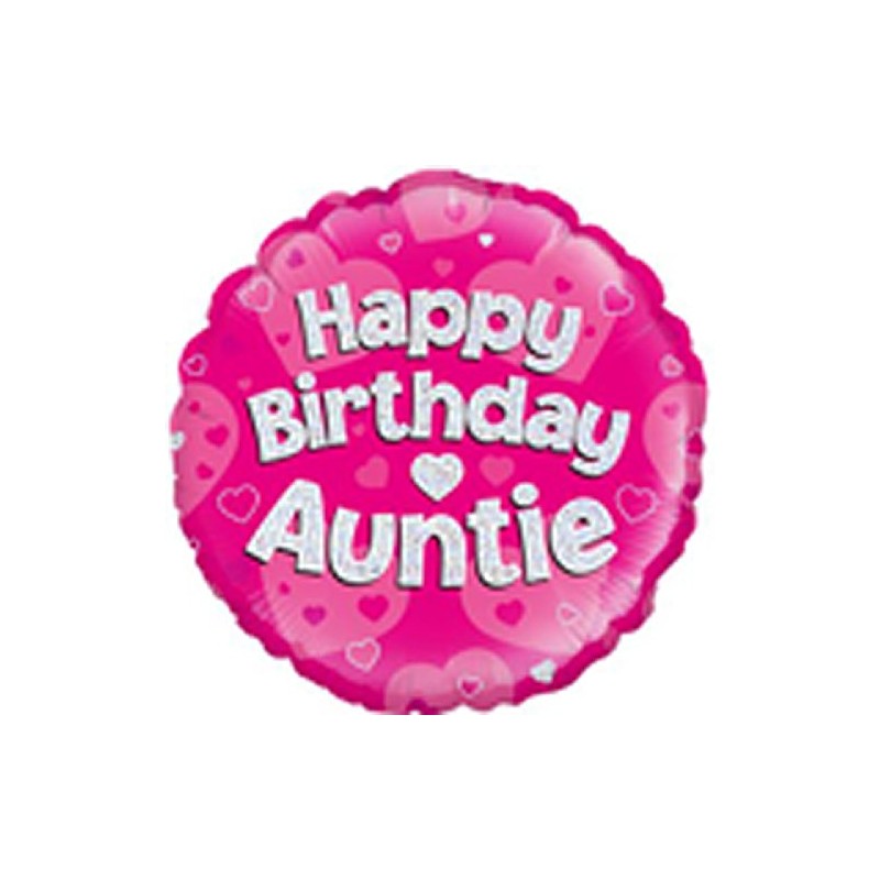 OAKTREE UK 229493 Oaktree 18" Happy Birthday Auntie Pink Holographic