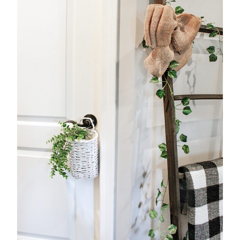 AuldHome Design Wall Hanging Baskets (White, Set of 2); Woven