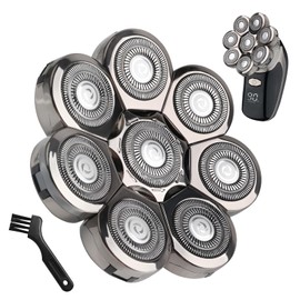 8D Shaver Heads Replacement 8 Blades Bald Head Shaver Replacement Heads Universal Replacement Shaver Heads for Most Mainstream Brands (Silver)