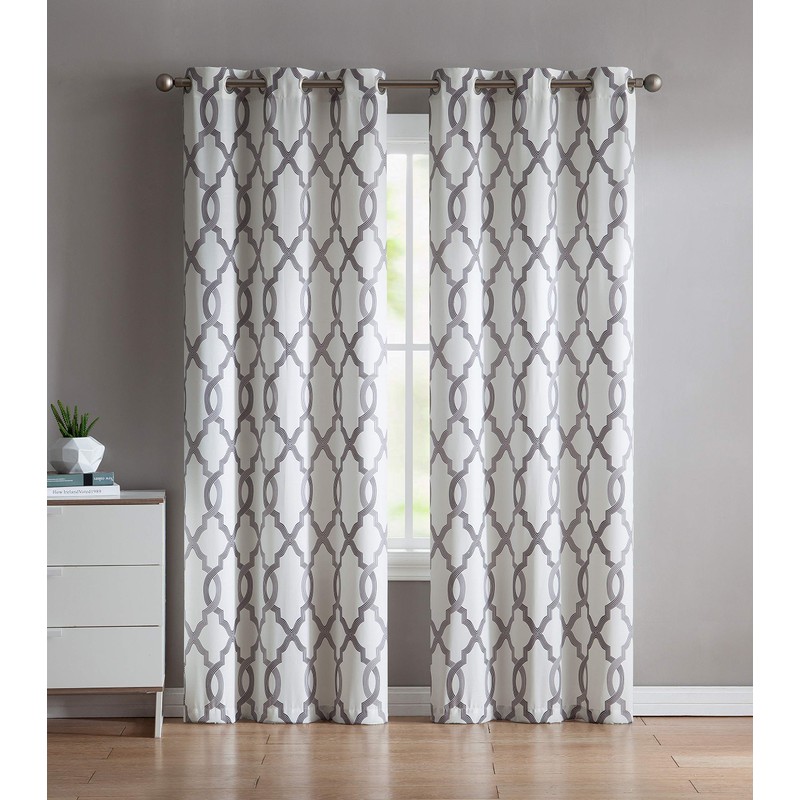 VCNY Home - Light Filtering Panel Pair, Quatrefoil Trellis Curtains,