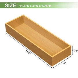 guiogc Bamboo Drawer Silverware Organizer, Utensil Organizer, Bamboo Storage Box Wood Silverware Tray for Drawer Set of 2