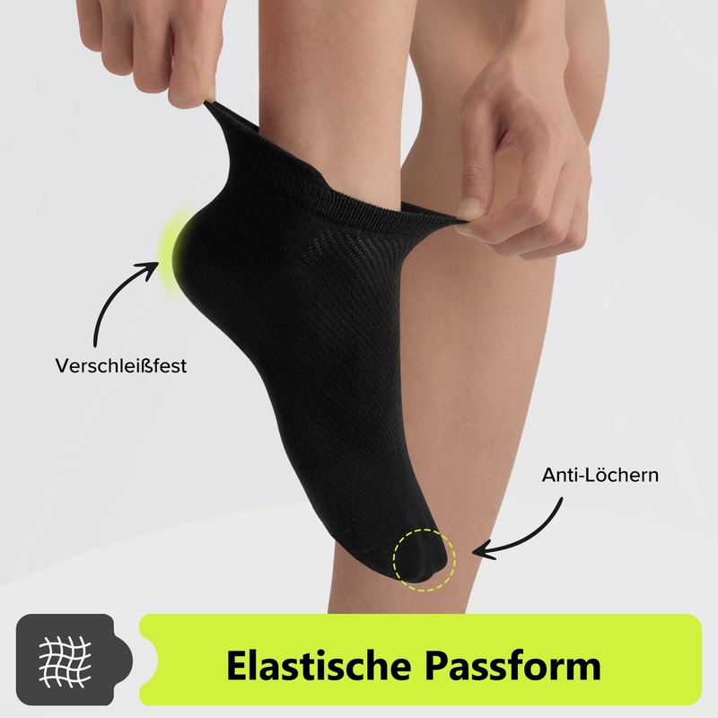 EKSHER 10 Pairs Unisex Plain Trainer Socks with Padded, Short