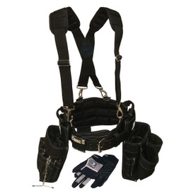 Gatorback Electricians Combo Deluxe Package (Ventilated Back Support Tool Belt Combo, Suspenders, Drill Holster, Gloves). Large 35"-39"
