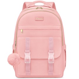 College Backpack School Bookbag for Women: 15.6 Inch Daypack for Student Large Back Pack Anti Theft Middle High School Bag Aesthetic Travel Laptop Backpacks Durable Book Bag for Teen Girls Pink