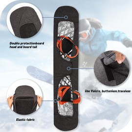 Kuskins Snowboard Sleeve Soft Protection Cover - Adjustable Stretchy Fabric Binding Pads Protector for Snowboard Storage Travel Transport (L(170CM*29CM))