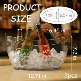 2-Pack Clear Acrylic Ice Buckets for Parties (5.5L Each) – Large Plastic Beverage Tubs with Scoops – Wine Bucket Chiller for Parties, Drink Buckets for Outdoor Events, Mimosa Bar, BBQ