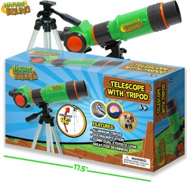 Nature Bound Telescope for Kids and Beginners, 16X Magnification and 15mm Lens for Indoor and Outdoor Use - Adjustable Tripod Included - for Kids Ages 6+, Green (NB538)