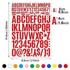 1224 Letter Stickers 12 Sheets Alphabet Stickers 0.8-1.6 InchVinyl Self-Adhesive Number Alphabet Vinyl Stickers, Mailbox Numbers Labels DIY Crafts Art Making, Decals for Sign,Notebook,Classroom Decor