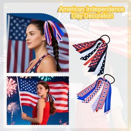 4th of July Hair Ties Scrunchies Set for 2 Patriotic Hair Ribbon Streamer Ties Hand for Women Girls Independance Day Hair Accessories for Women Girls