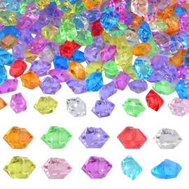 600 Pieces Colorful Acrylic Ice Cubes Crystals Fake Ice Rock Small Crushed Ice Rocks Mini Fake Diamonds Plastic Gems for Vases Fillers Arts Crafts Home Party Decoration