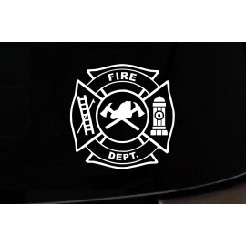 Atlanta Vinyl Vinyl Decal Fire Department maltese cross firefighter sticker Multiple Colors - Gray