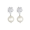 Elli Women 925 Silver Round Simulated Pearl FINEEARRING