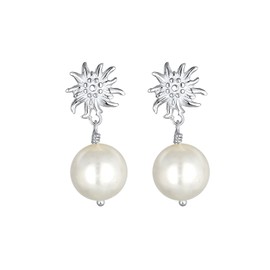 Elli Women 925 Silver Round Simulated Pearl FINEEARRING