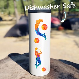 Basketball Stickers Pack of 12 – Waterproof, Fade Resistant - Basketball Stickers for Water Bottles, Locker, Laptop, Notebook, Scrapbook