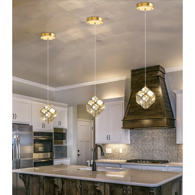 dolria Modern Crystal Chandeliers 1-Lights Pendant Lights for Kitchen Island