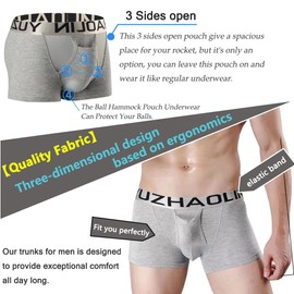 Feelonger Mens Functional Boxers Briefs Separate Underwear Enhancing Pouch Trunks Short Leg Boxers (US, Alpha, 4X-Large, Regular, Regular, 3Pack-2)