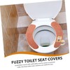 Vaguelly 4pairs Washable Thin Toilet Seat Pads Plush Fuzzy Covers