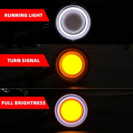 FATECIM 2X Motorcycle LED Front Turn Signals Running Driving Light Visor Heavy Duty Motorbike White Amber Light Blinker Indicator for Bobber Harley Honda Yamaha Suzuki Kawasaki Cruiser Chopper Chrome