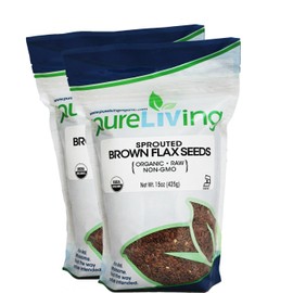 Pure Living Sprouted Brown Flax Seeds, 2 Packs -15 Ounce each