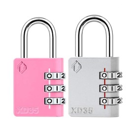 Zarker XD35 Combination Lock, 3-Digit Padlock for School Gym Sports LockerLock, Fence, Toolbox, Case, Hasp Storage (2-Pack, Pink, Gray)