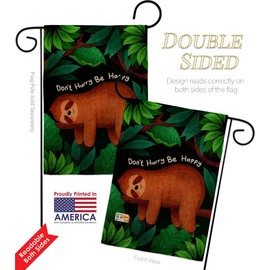 Don't Hurry Burlap Garden Flag Set with Stand Animals Wildlife Outdoor Deer Bear Wolf Pet Nature Farm Animal Creature Small Decorative Gift Yard House Banner Double-Sided Made in USA 13 X 18.5