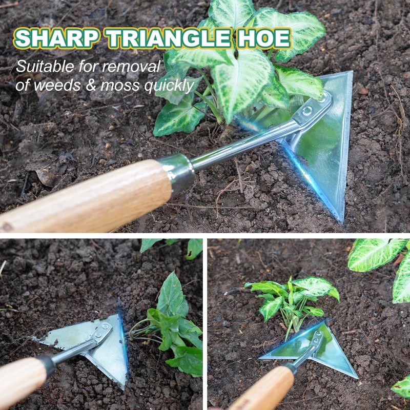 Berry&Bird Triangle Hand Hoe, 15.2'' Winged Weeder Garden Hoes with