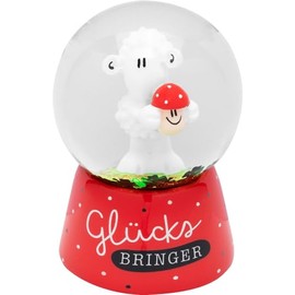 Sheepworld Dream globe with lucky charm motif, snow globe with glitter, height 6.5 cm, gift, lucky charm, New Year's Eve, 70105