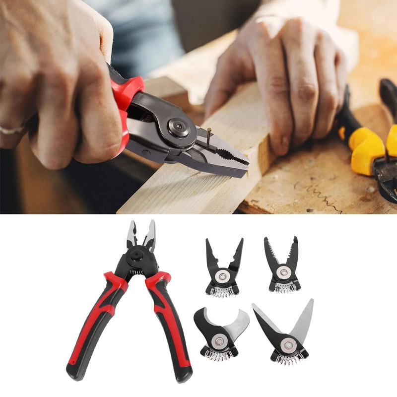 5 in 1 Pliers Set, Interchangeable Detachable Head Wire Cutting