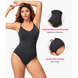 Nebility Bodysuits for Women Tummy Control Body Suits Seamless Shapewear V Neck Body Shaper
