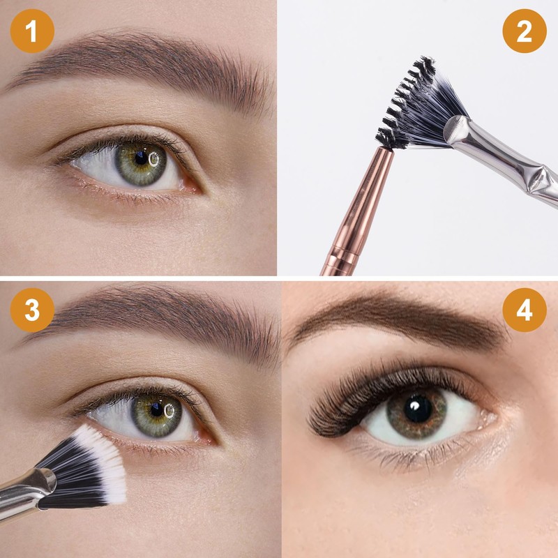 YANGWRshop 2 Pcs Folding Angle Scalloped Lash Brush, Eyelash Comb