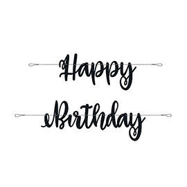 Bold & Elegant Black Happy Birthday Script Banner (213cm) - Perfect for Stylish & Chic Party Decorations - 1 Pc