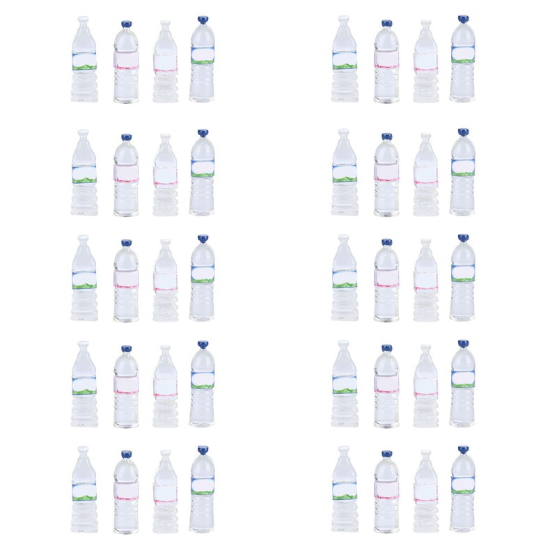 40pcs Dollhouse Water Bottles Set 4 Styles Miniature Drinking Accessories