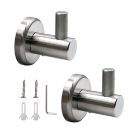 pangutheos Pack of 2 Coat Hooks, Towel Hooks for Drilling, Wall Towel Holder, Brushed Stainless Steel, Key Hooks, Towel Holder Hooks for Bathroom, Kitchen, Office, Garage