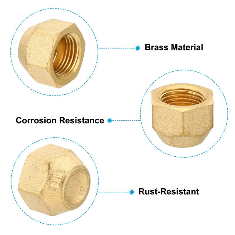 PATIKIL 5/8-18UN F Brass Compression Cap Fittings 2 External Stop