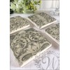 Set of 4 Grey Grecian Ceramic Coasters.